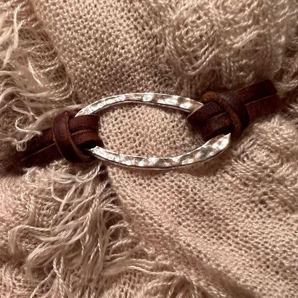 Leather & Silver Tone Bracelet with Toggle Clasp - Picture 4 of 10